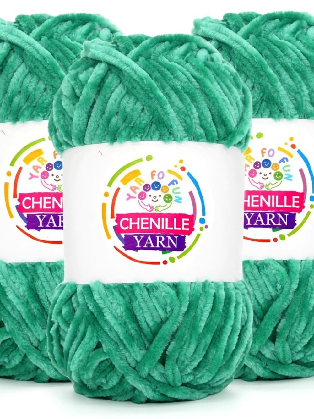 3 Pack Velvet Chenille Yarn for Crocheting,Green Fluffy Velvet Plush Yarn Thick